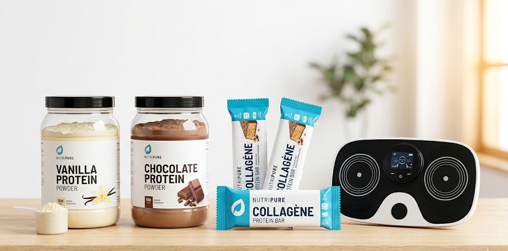 Protéines et poudre et appareils pour musculation